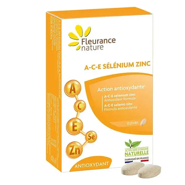 Fleurance Nature - Tonus et vitalité - A-C- E Sélénium Zinc - 30 comprimés