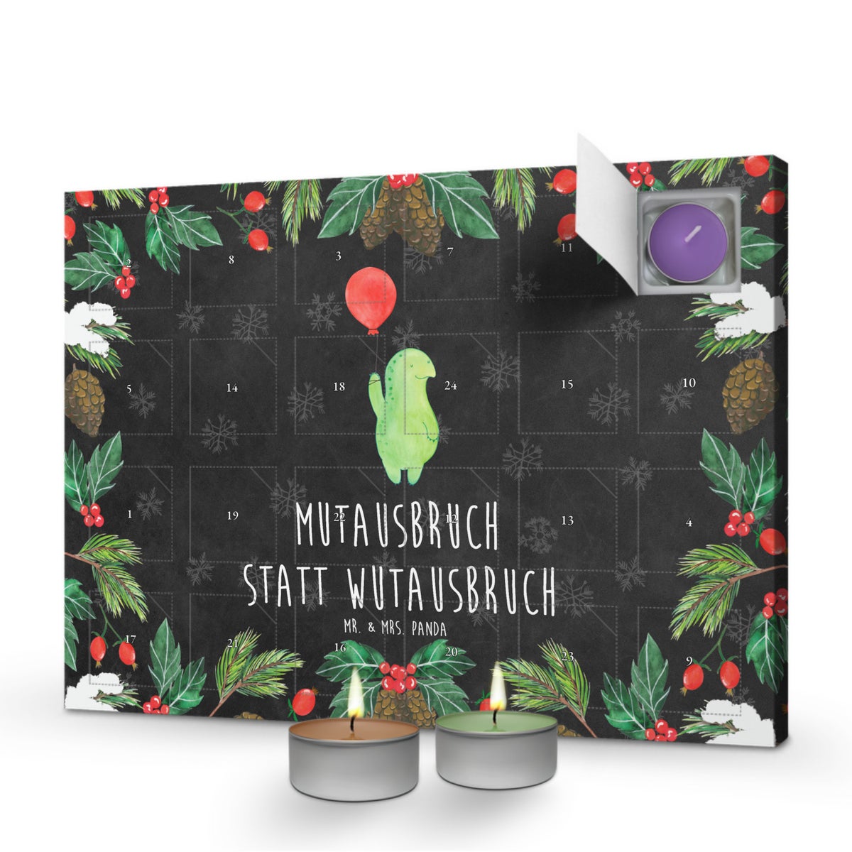 Mr. & Mrs. Panda Geurkaars Adventskalender Schildpadballon - Zwart