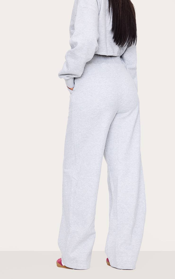 Gris Chiné Jogging Tall Taille Haute Jambes Larges Avec Détails De Coutures