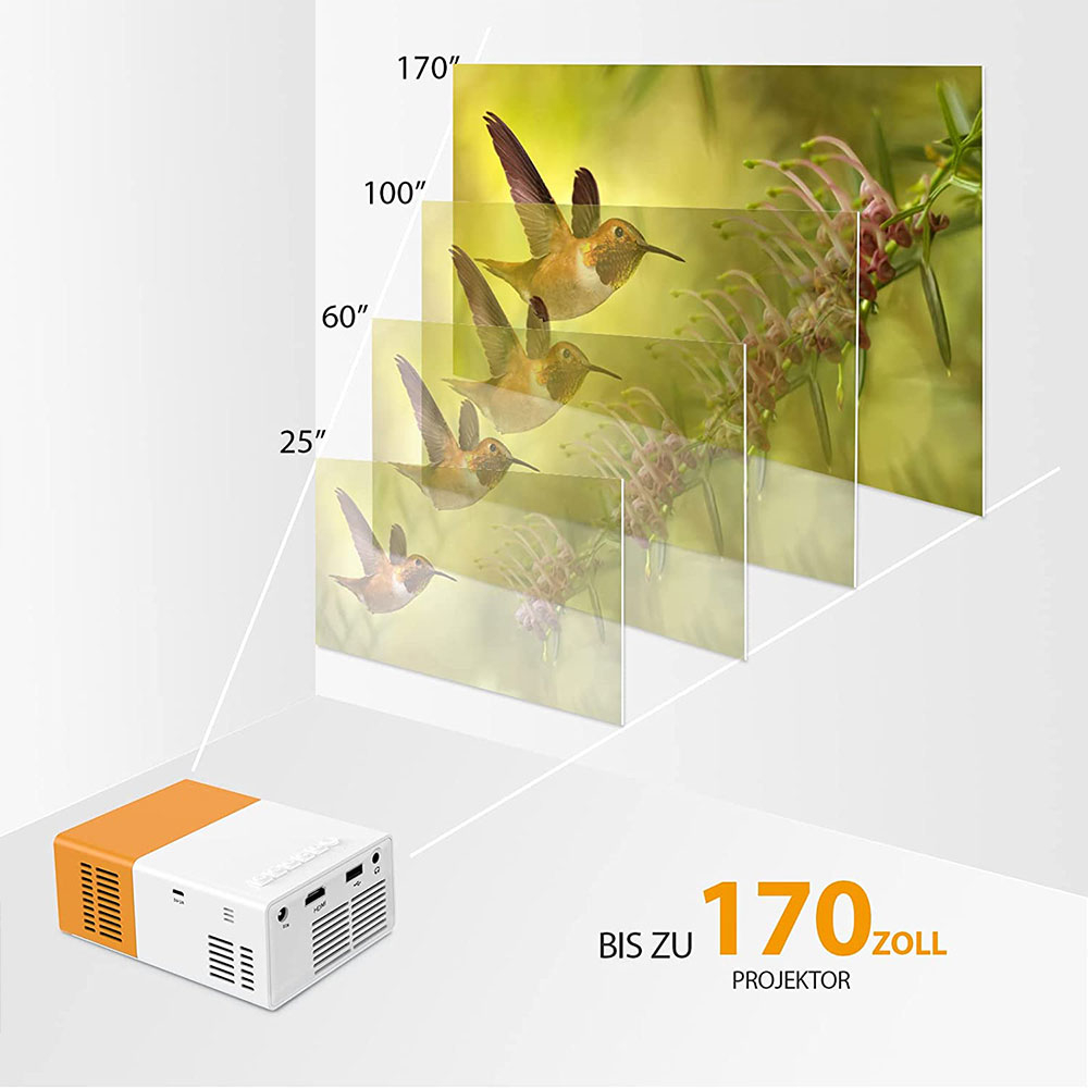 Mini Multimedia LED Projektor Beamer Heimkino für Kinder 1080p / HDMI / USB - Gelb