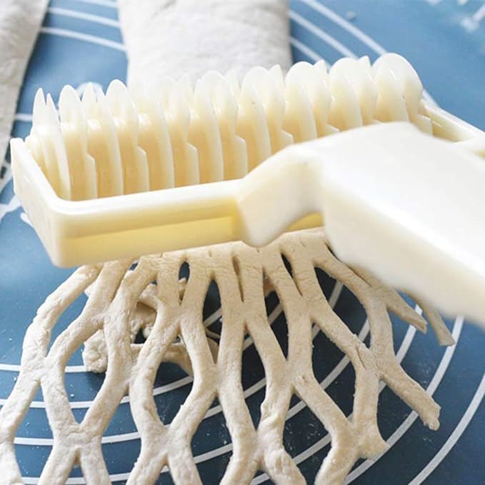 (19x13cm) Teig Roller Gebäck Gitter Walze Pastry Gitterroller für Kuchen / Kekse / Brot / Pie - Weiss