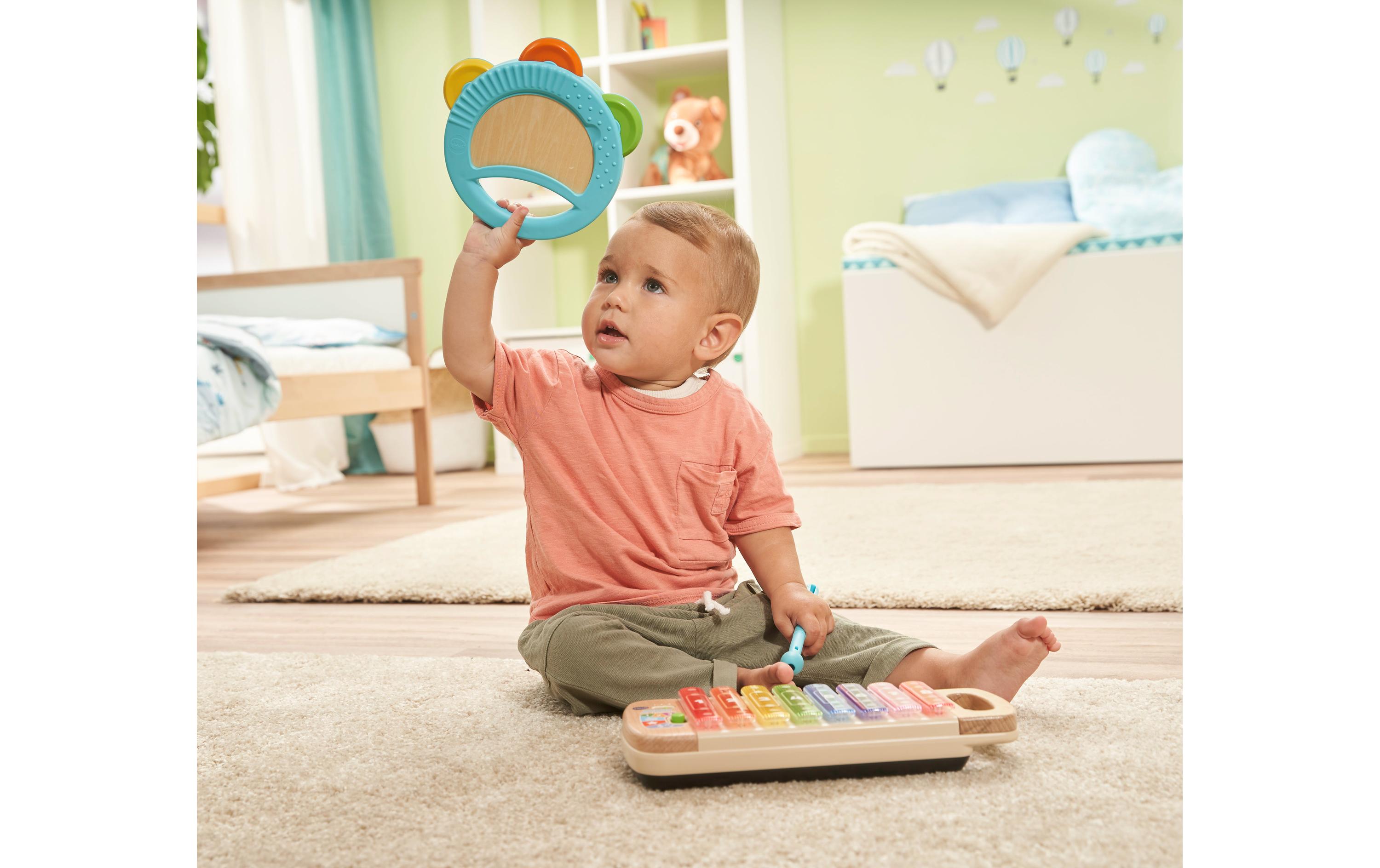 Musikspielzeug Interaktives Holz-Xylofon mit Tamburin -DE-Kinderinstrumente