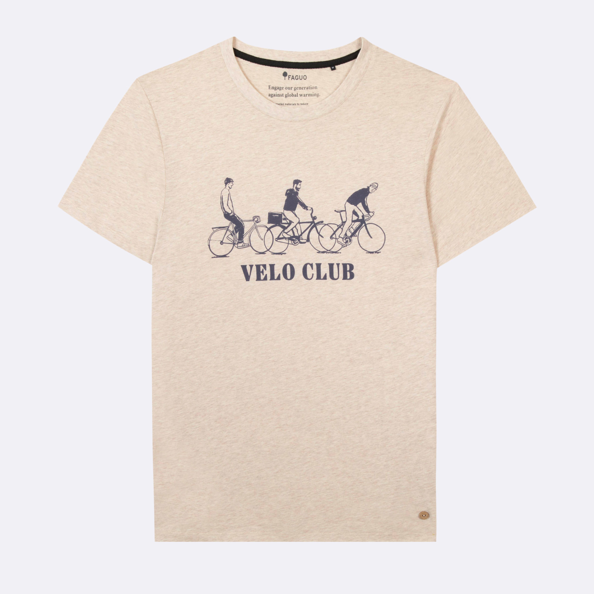 T-shirt col rond beige chiné Vélo club Coton & coton recyclé - modèle Arcy