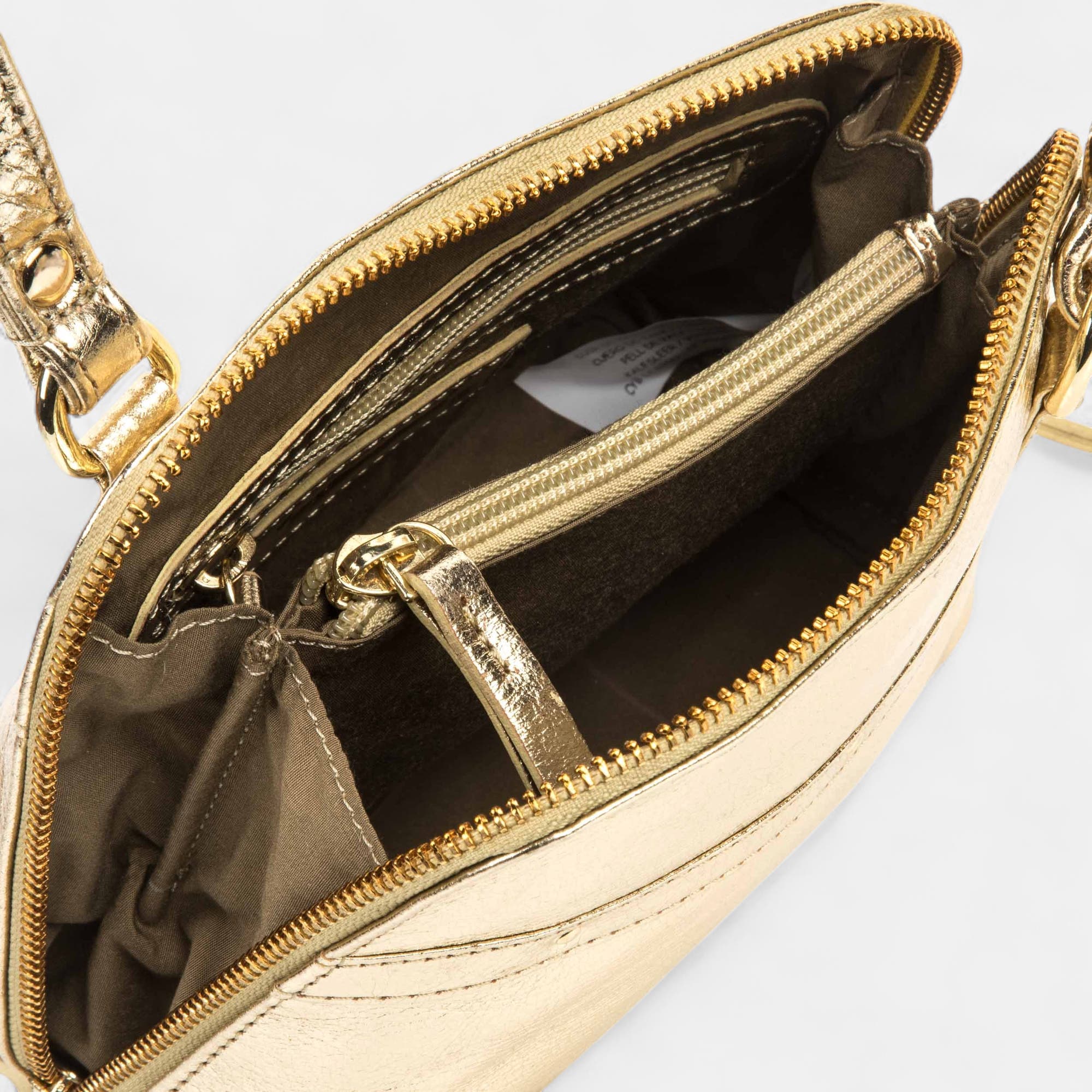 Sac bandoulière en cuir or