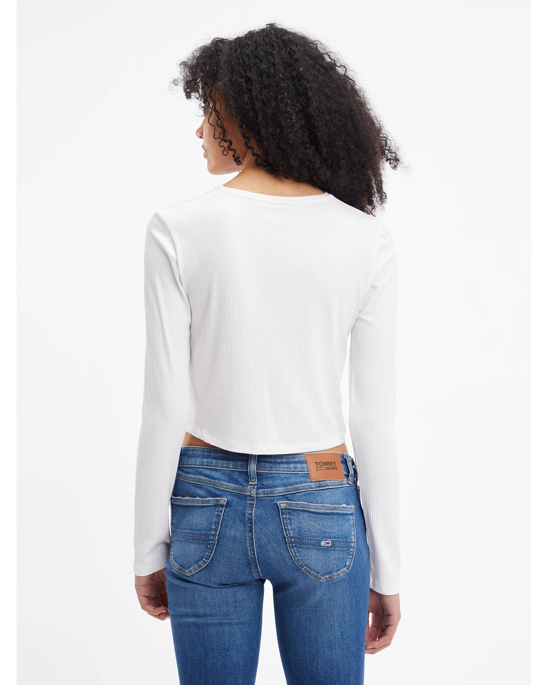 Tommy Jeans| Damen Langarmshirt RUCHING TOP LS Cropped-Fit