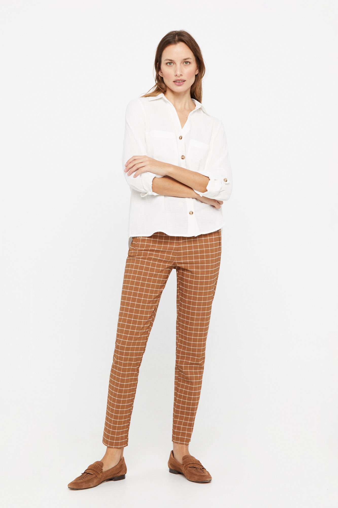 Calças skinny - Estampa branca