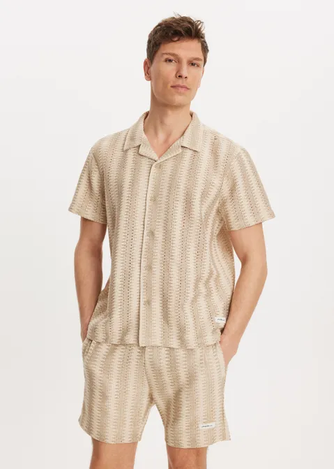 Overhemd met zigzag zand (ZAND)