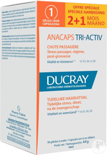 Ducray Anacaps Tri-Activ Antichute Passagère Chute De Cheveux Occasionnelle 90 Gélules