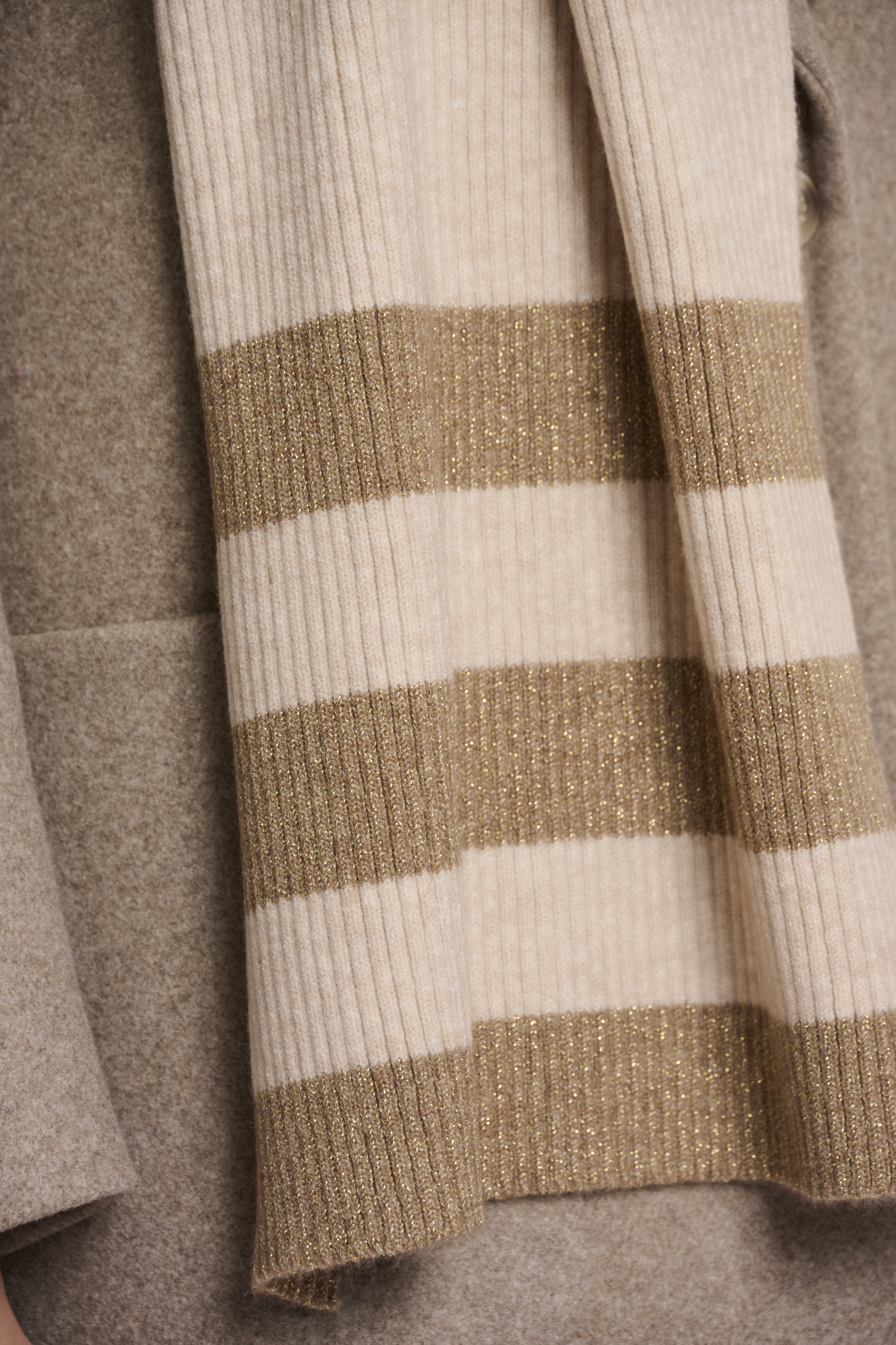 Rino & Pelle - Hetty Knitted Striped Scarf - Birch Melange