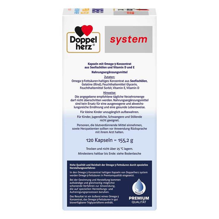 Doppelherz Omega-3 Premium 1500 system Kapseln, 3x120 St