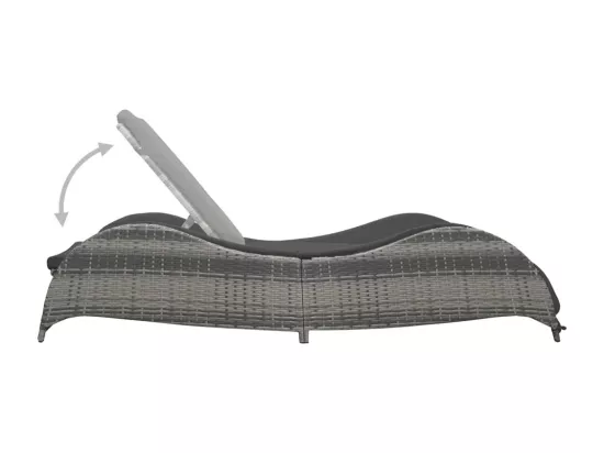 Chaise longue avec coussin Résine tressée Anthracite