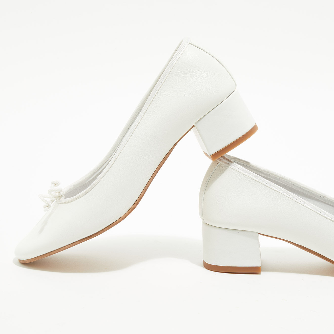 Quartier Latin Ballerines trotters en Cuir Diane blanches - Talon 4 cm