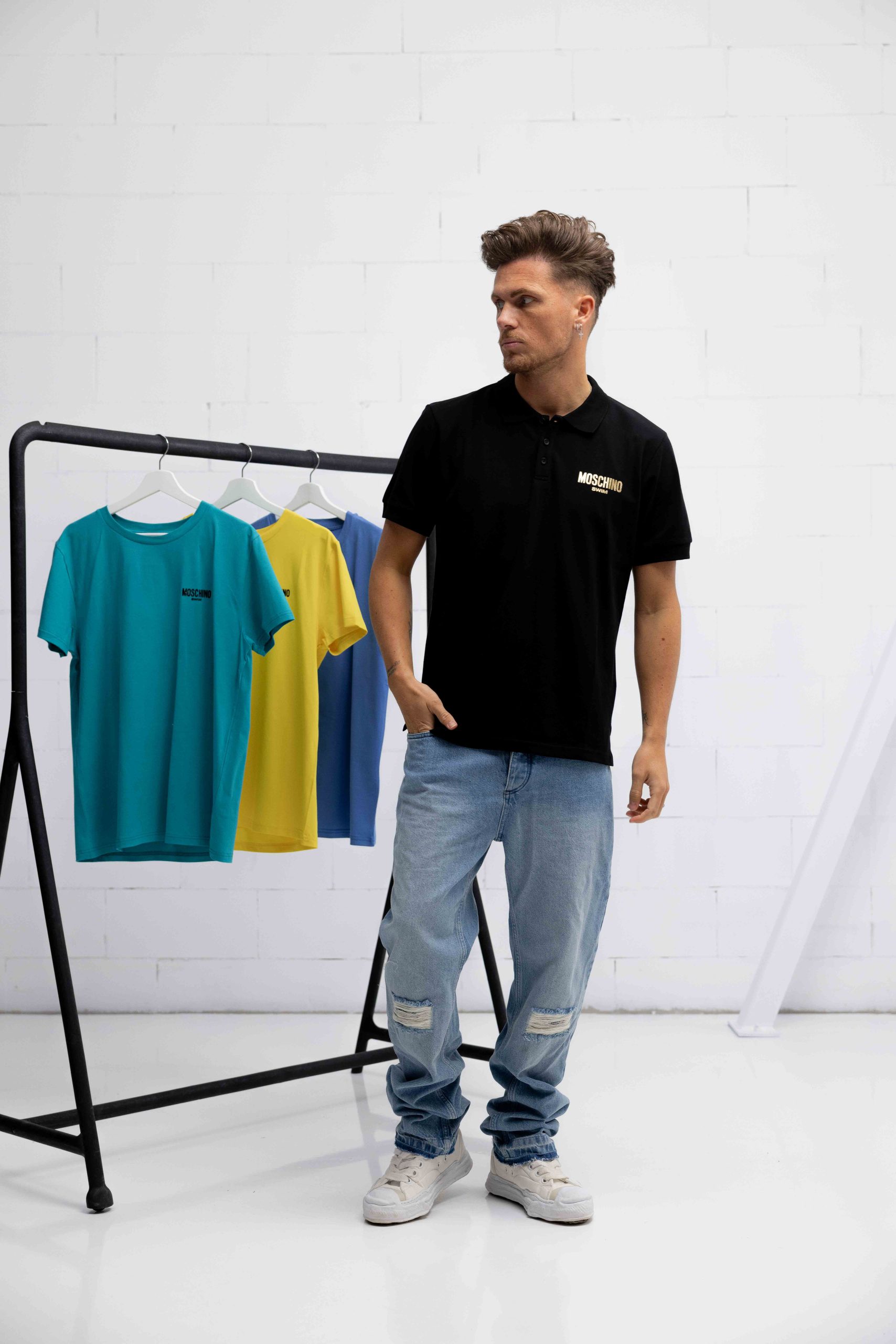 Moschino Swim Polo Heren Zwart