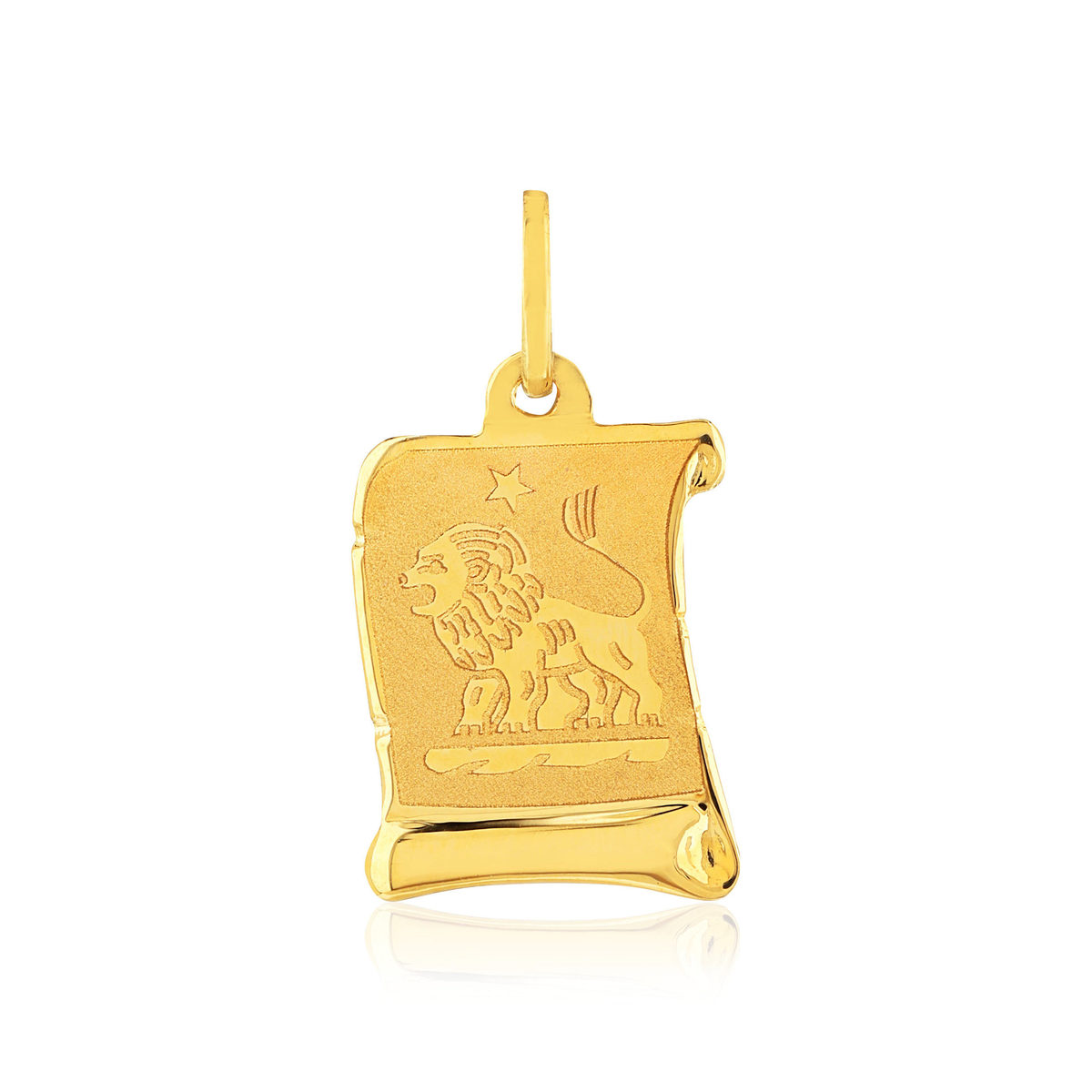 Pendentif or jaune 375, zodiaque lion