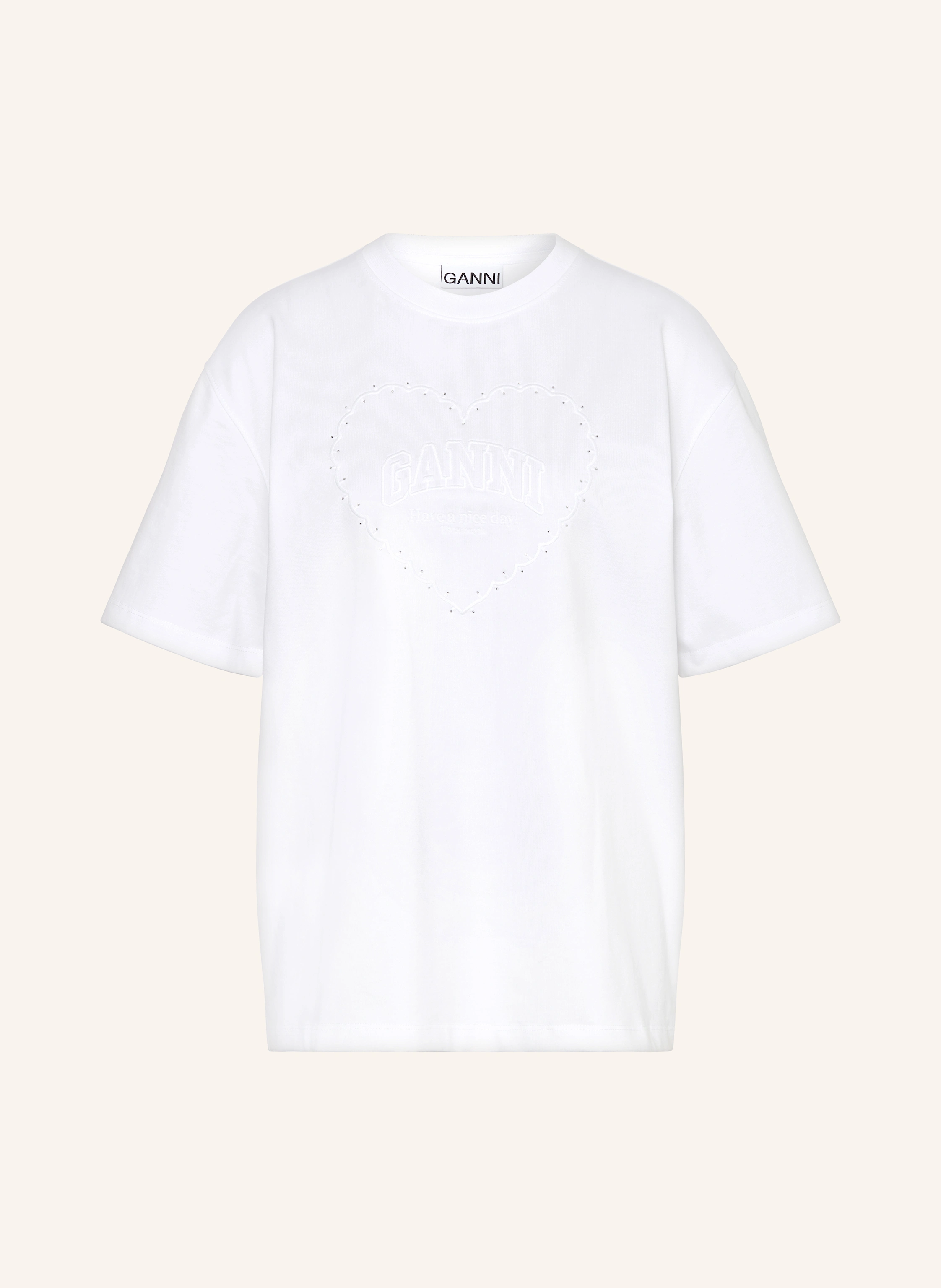 GANNI T-Shirt mit Schmucksteinen