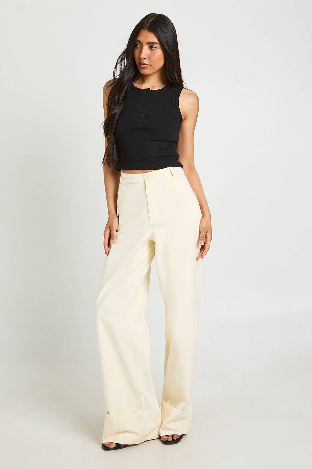 boohoo Pantalon Large En Sergé À Revers Pour Grandes Tailles