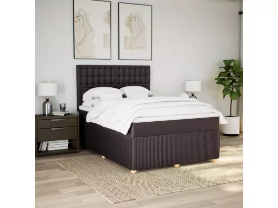 Sommier tapissier avec matelas Marron foncé 160x200 cm