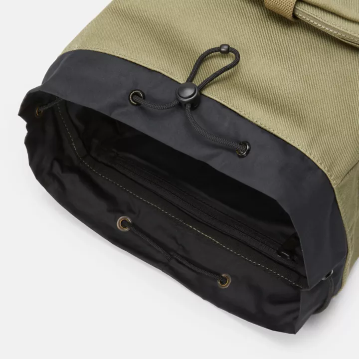 Sac à dos en toile et cuir pour femme en vert