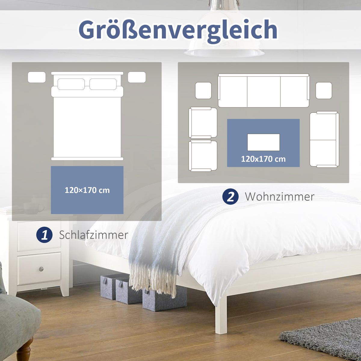 HOMCOM Vloerkleed met geometrische vormen, voor slaapkamer, woonkamer, keuken, vliesrug, 120 x 170 cm, polyester, grijs+zwart+wit