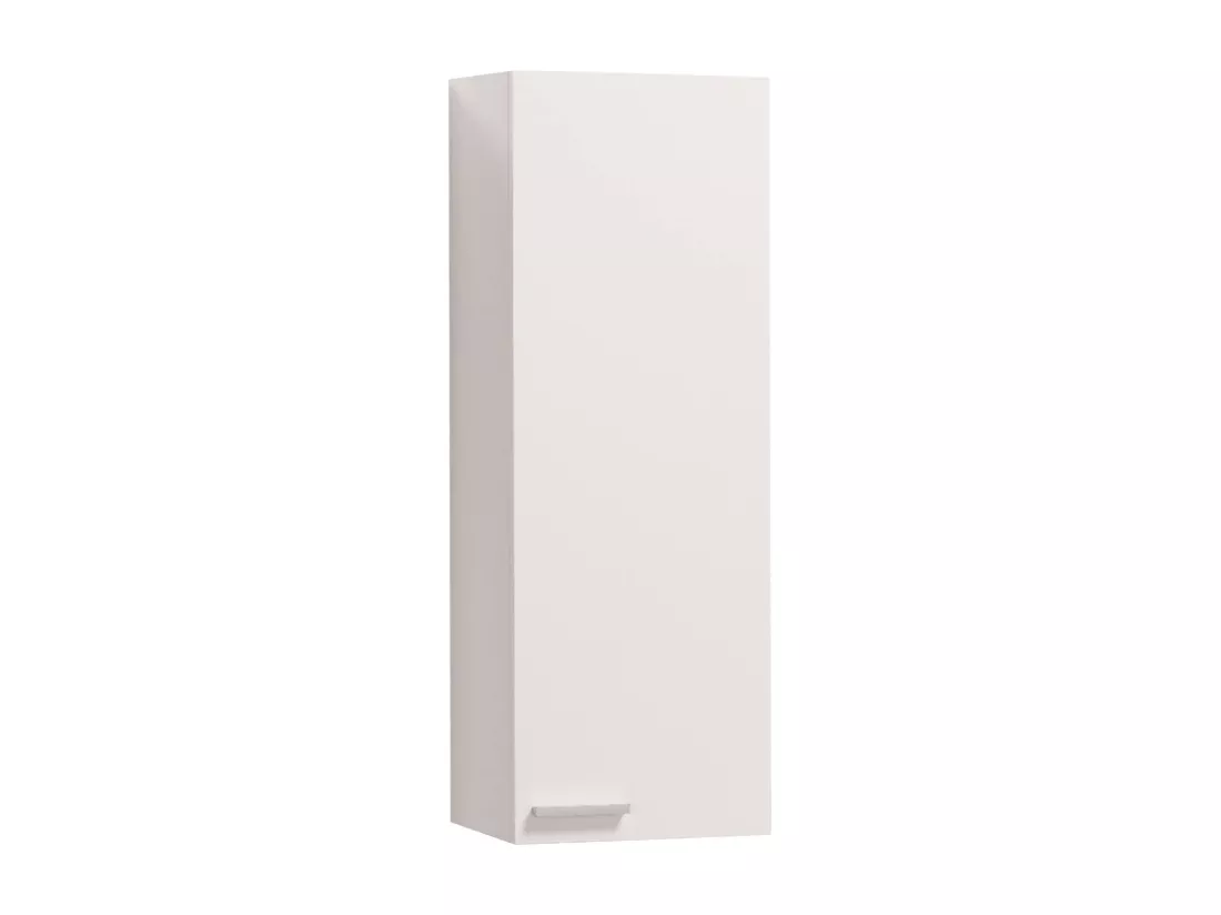 Armoire murale Dmonald, Armoire colonne de salle de bain avec 1 porte, Armoire murale suspendue avec 1 étagère, 30x25h85 cm, Blanc brillant