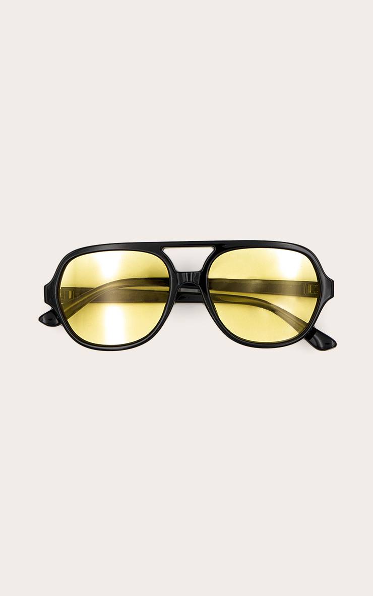 Noir Lunettes De Soleil Aviateur À Monture Plastique Et Verres Colorés