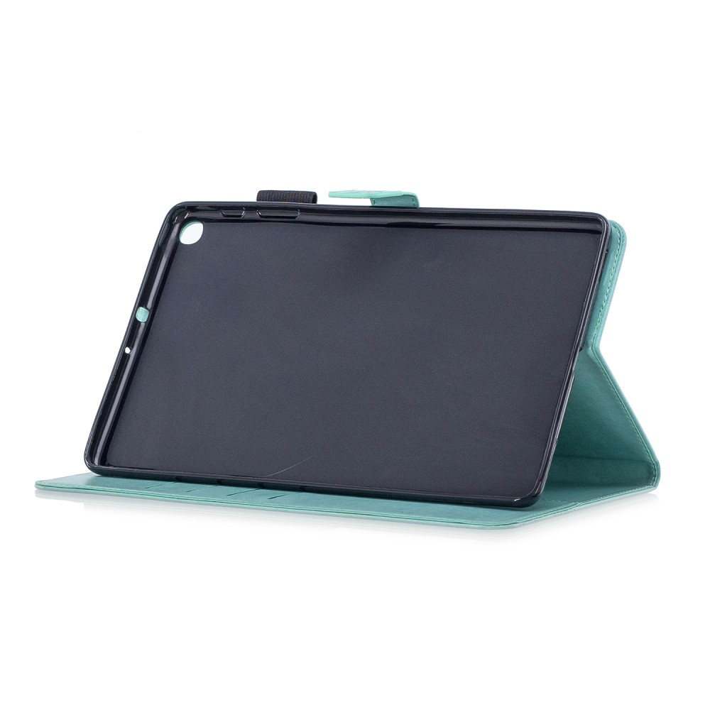 Samsung Galaxy Tab A 10.1 (2019) Leder Tasche Flip Cover Schmetterlinge und Blumen - Türkis