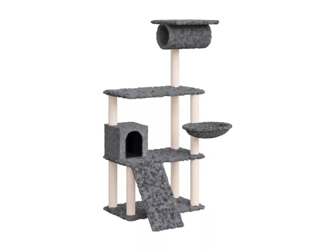 Arbre à chat avec griffoirs en sisal Gris foncé 131 cm