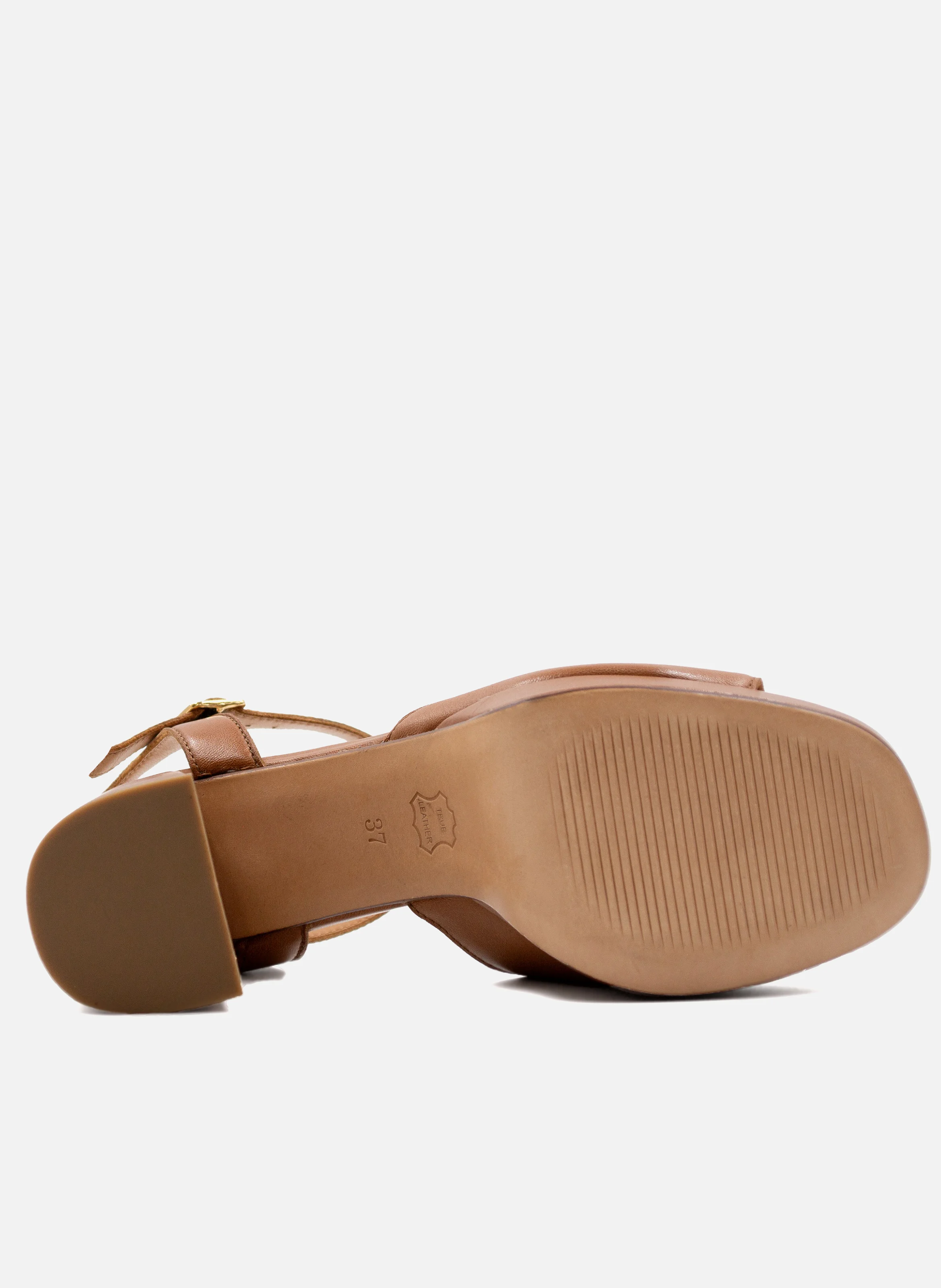 Sandales plateforme cuir lisse | Marron