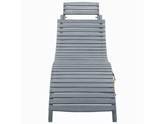 Chaise longue avec coussin Gris Bois d'acacia solide