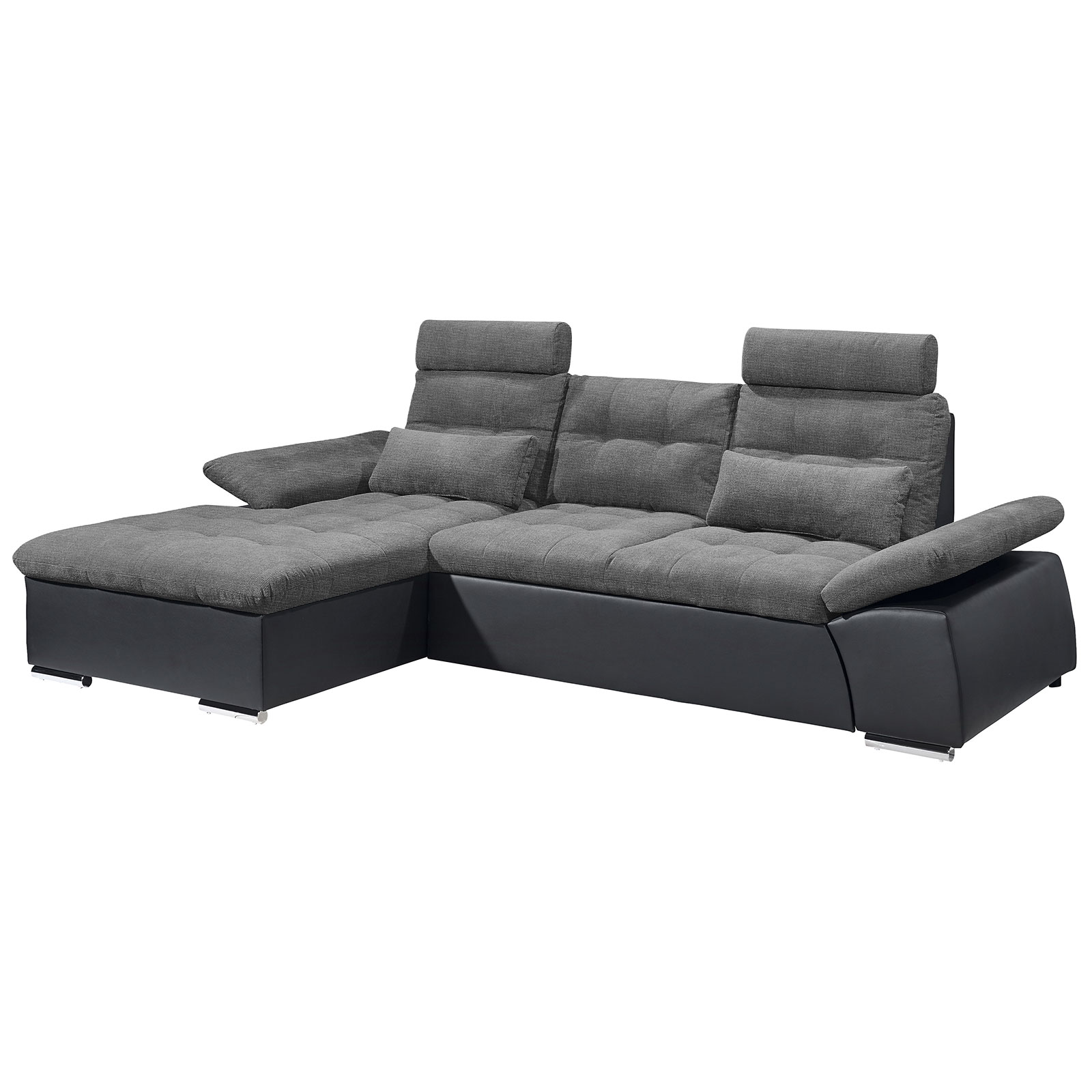 Ecksofa - schwarz-lawa - Liegefunktion - Recamiere links