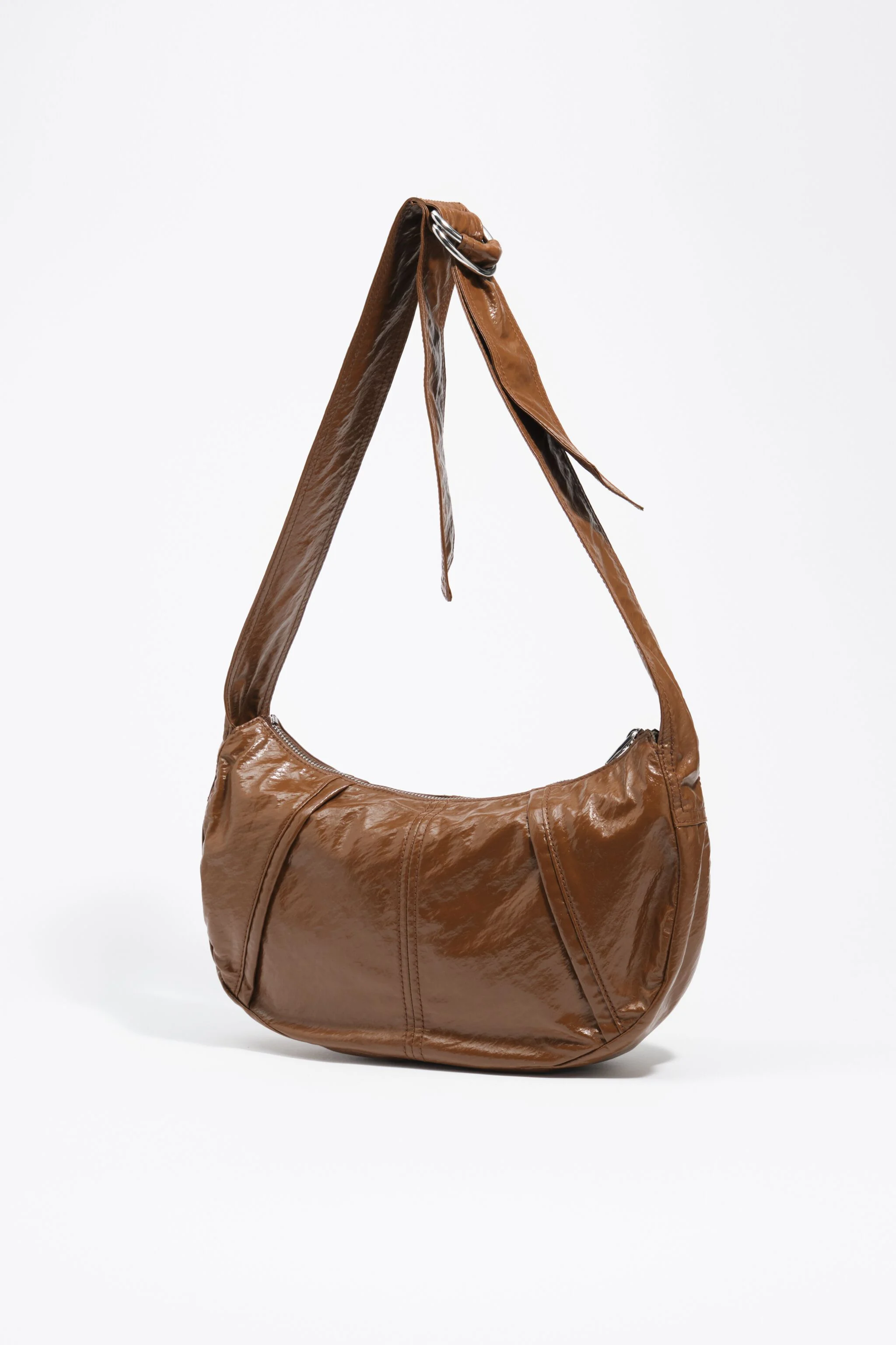 Bolsa Moon tamanho médio, brilhante, cor caramelo