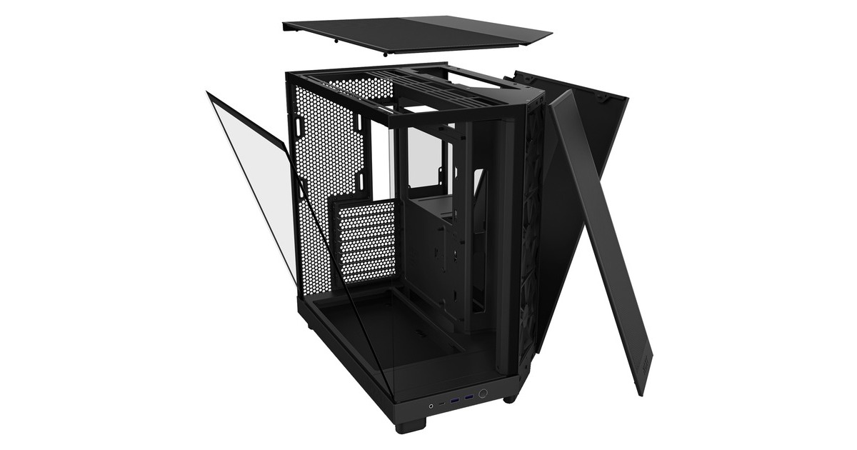 NZXTH6 Flow midi tower behuizing  (Zwart | 2x USB-A | 1x USB-C | Tempered Glass)