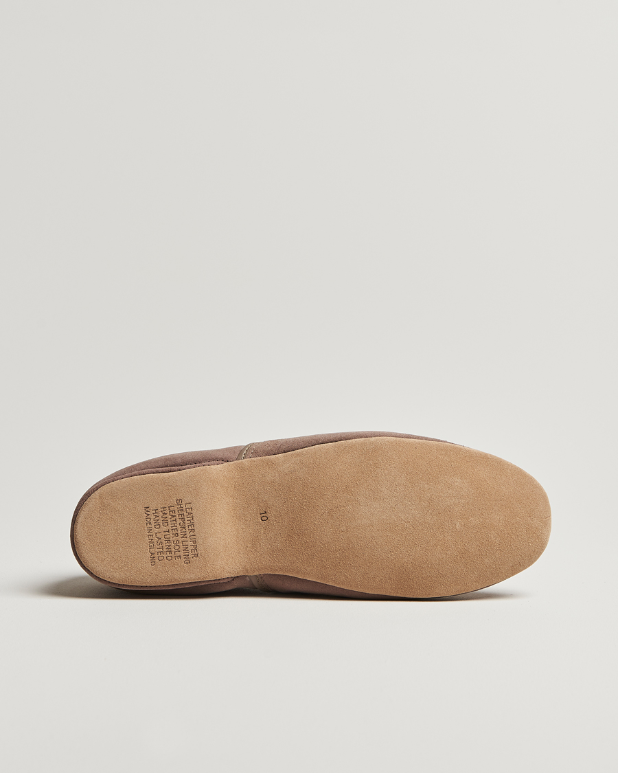 Derek Rose Crawford Sheepskin Suede Slippers Beige
