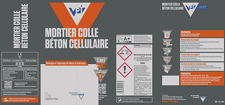 Mortier colle béton cellulaire 5kg montage et ragréage
