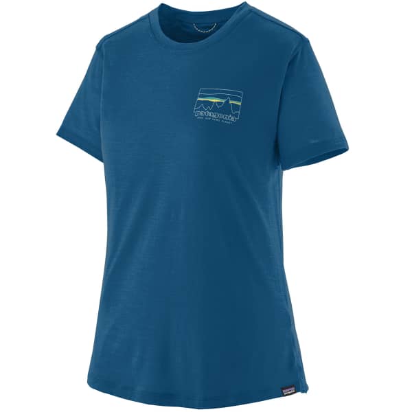 T-shirt randonnée PATAGONIA W'S CAP COOL MERINO BLEND GRAPHIC SHIRT '73 SKYLINE: ENDLESS BLUE