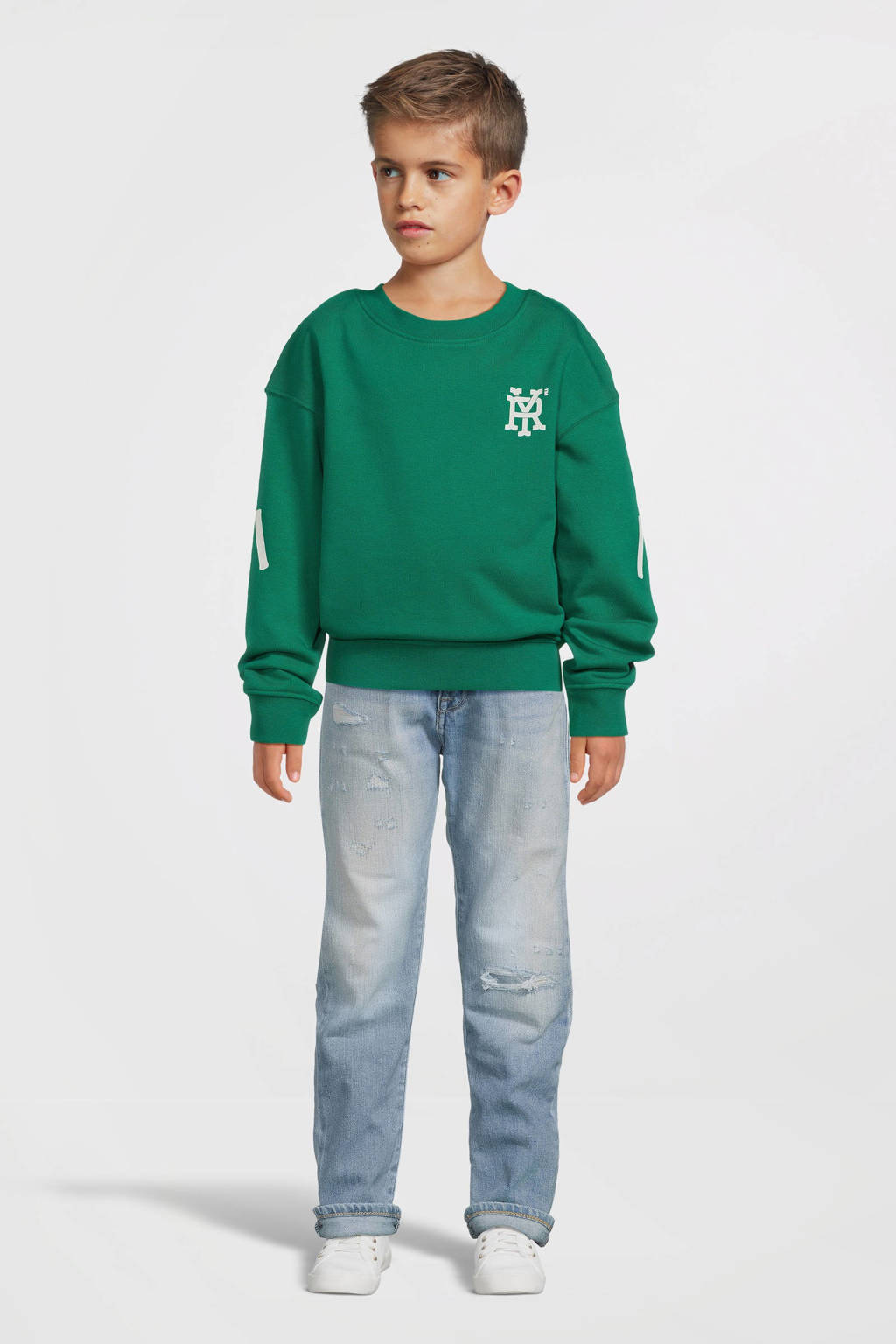 REPLAY trui met printopdruk groen