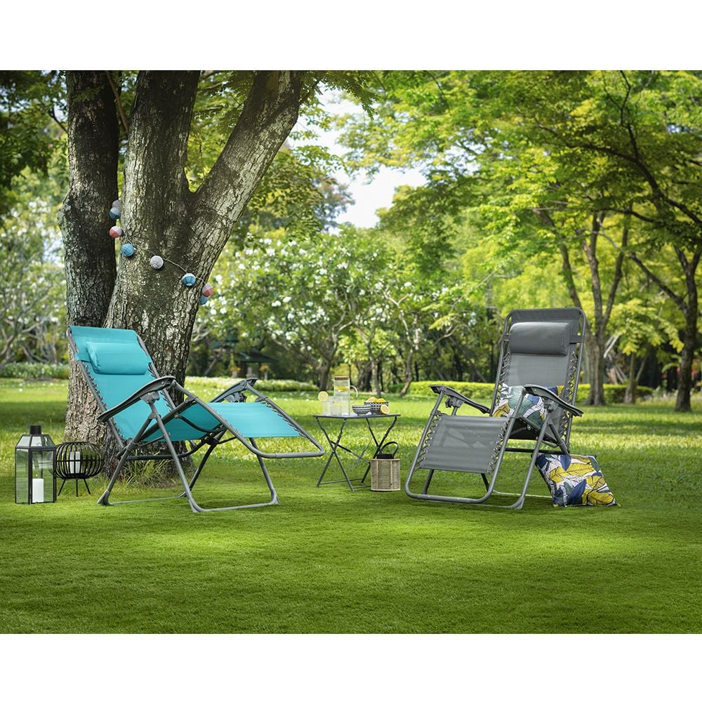 Fauteuil relax inclinable avec têtière bleu