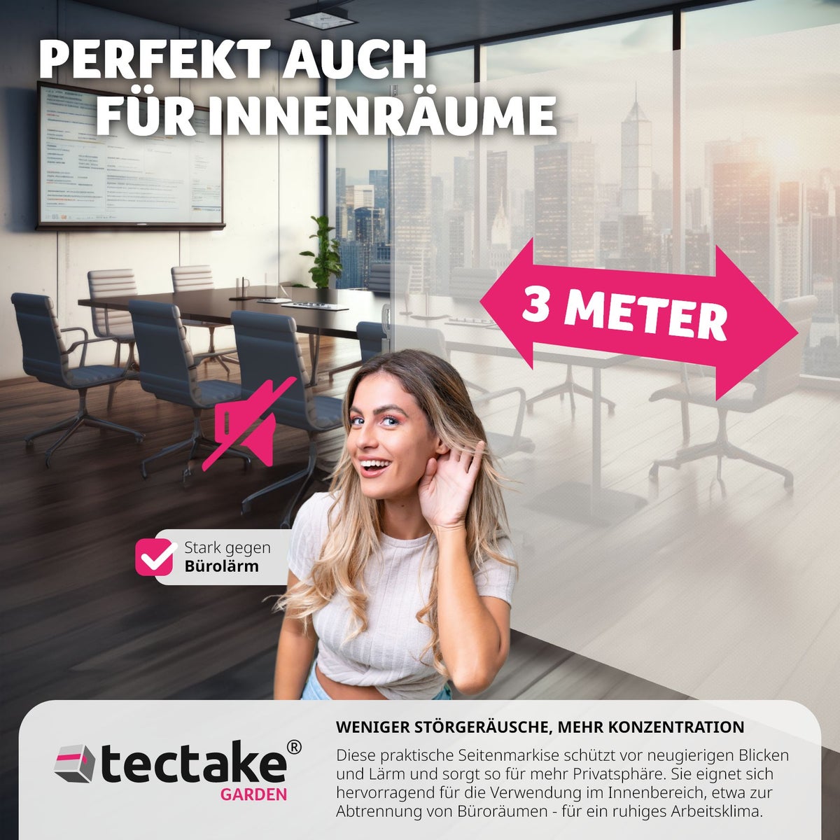 tectake aluminium zijluifel, 180 x 300 cm
