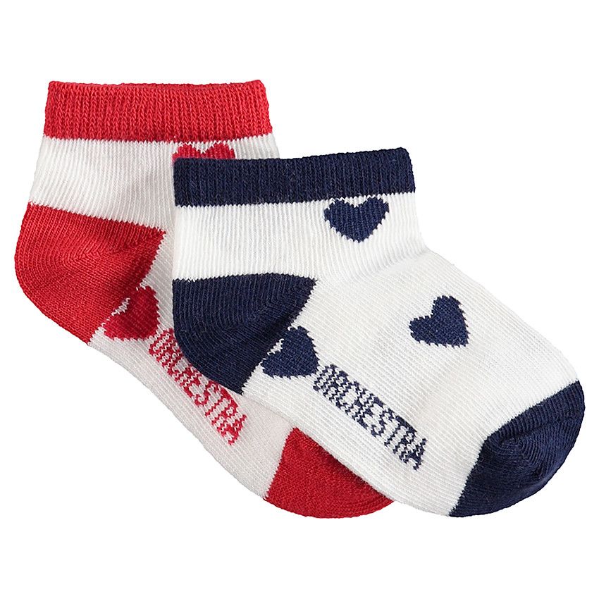 Lot de 2 paires de chaussettes assorties avec coeurs en jacquard - Bleu marine