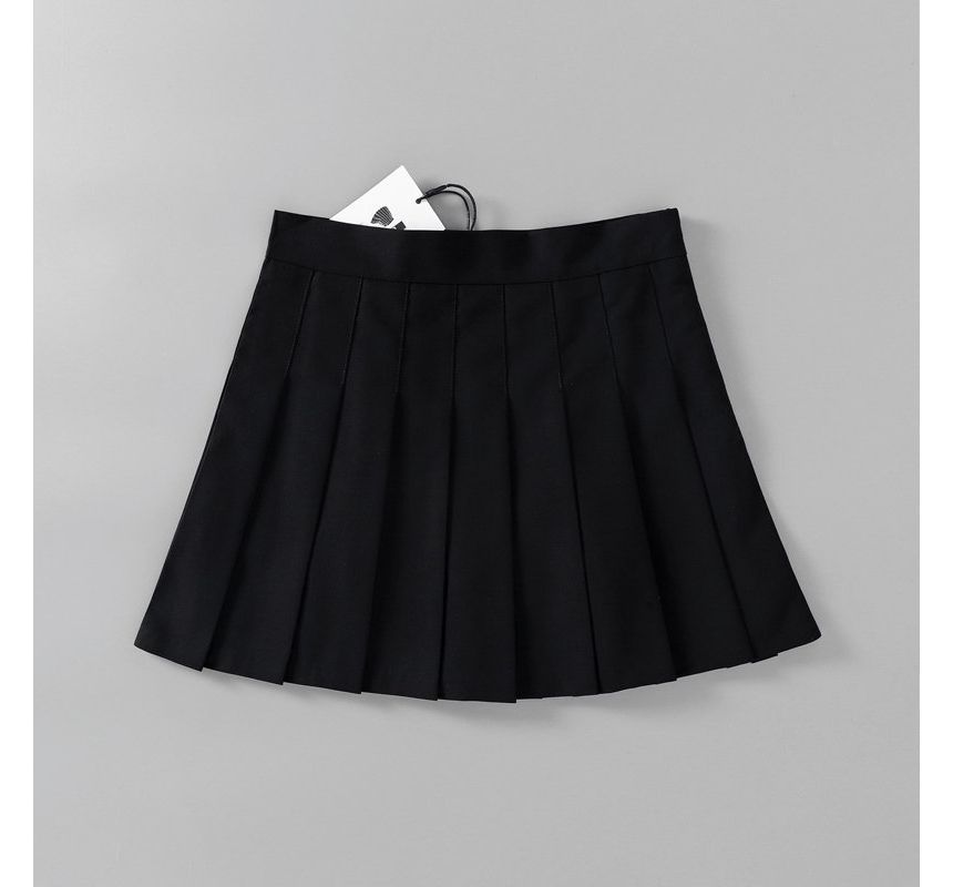 Hollahop - Hoge taille effen geplooide mini A-lijn rok