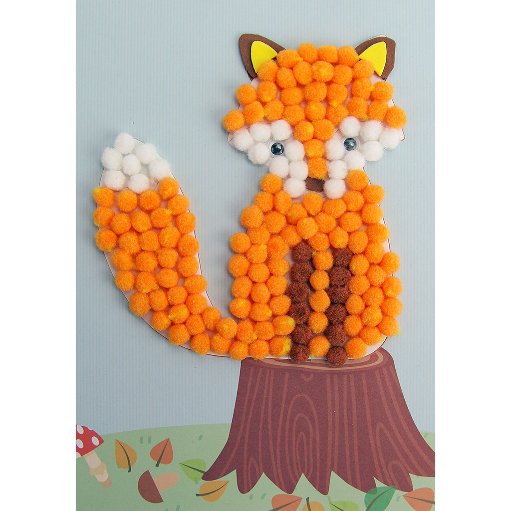 Kit tableau en pompons renard 15x21cm