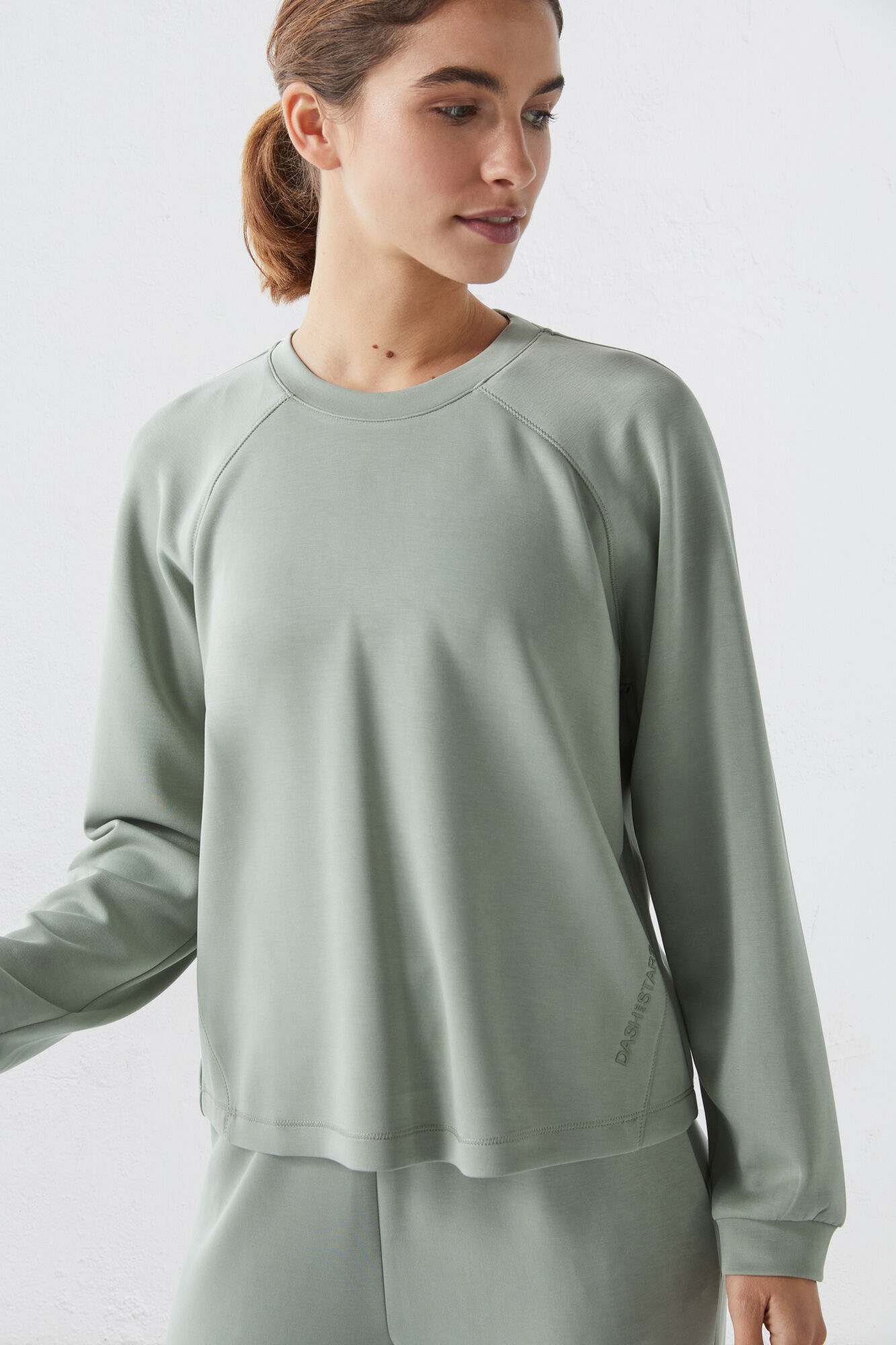 Sudadera felpa soft verde - beige