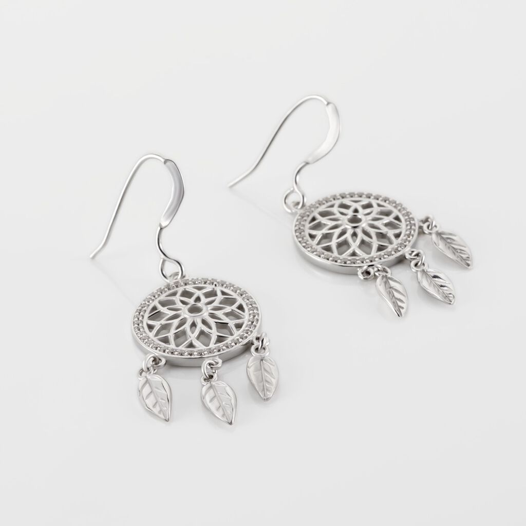 Boucles D'oreilles Pendantes Nemetona Argent Blanc Oxyde