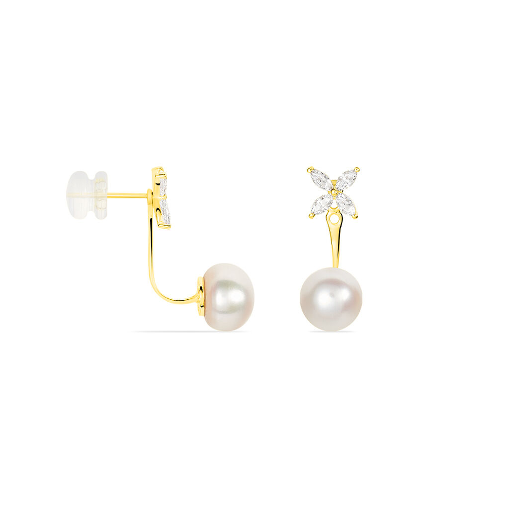 Bijoux D'oreilles Norah Or Jaune Perle De Culture Et Oxyde
