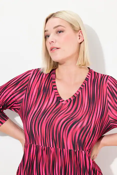 Longshirt, A-Linie, Print, rubinrot