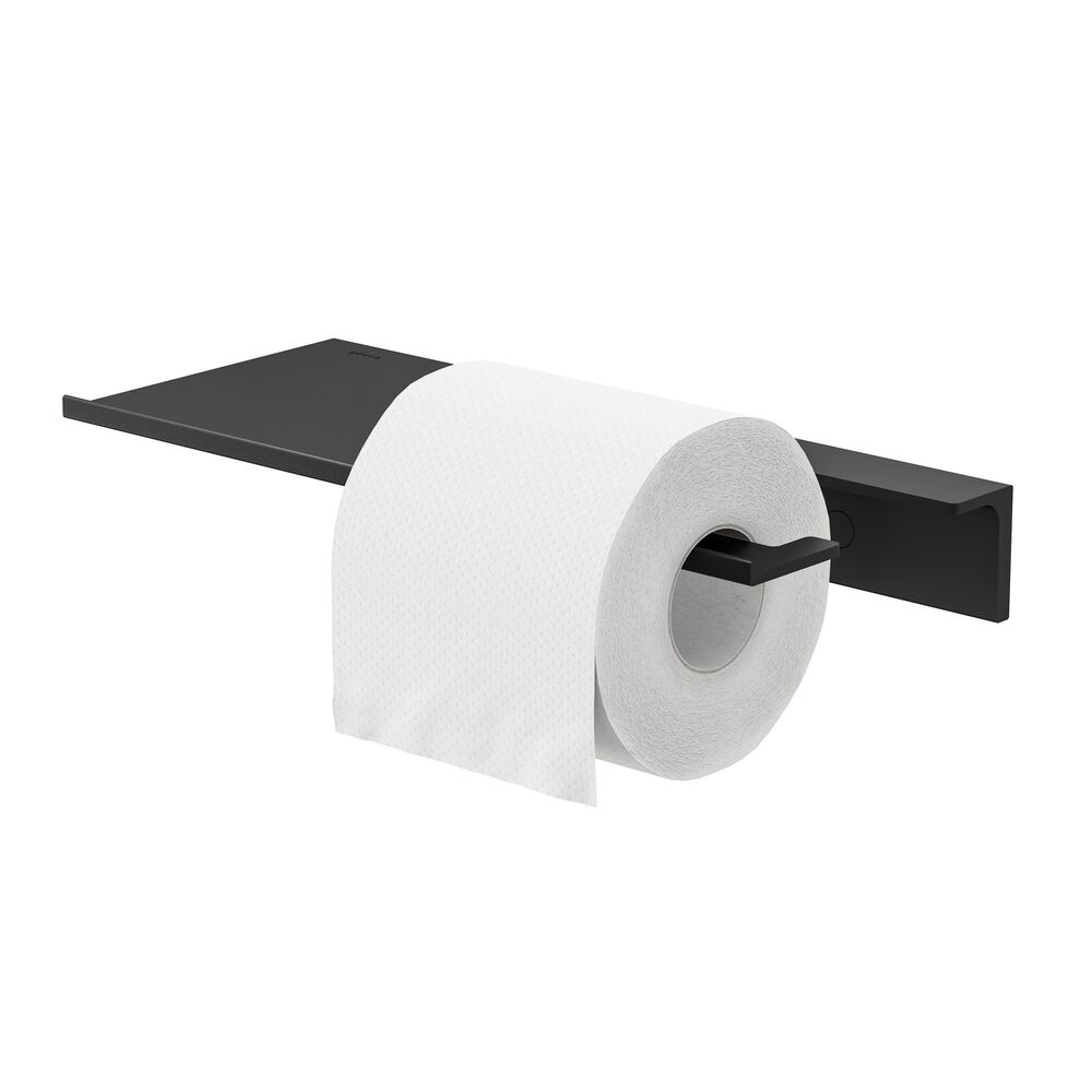 Geesa Leev planchet 28cm met toiletrolhouder zonder klep zwart