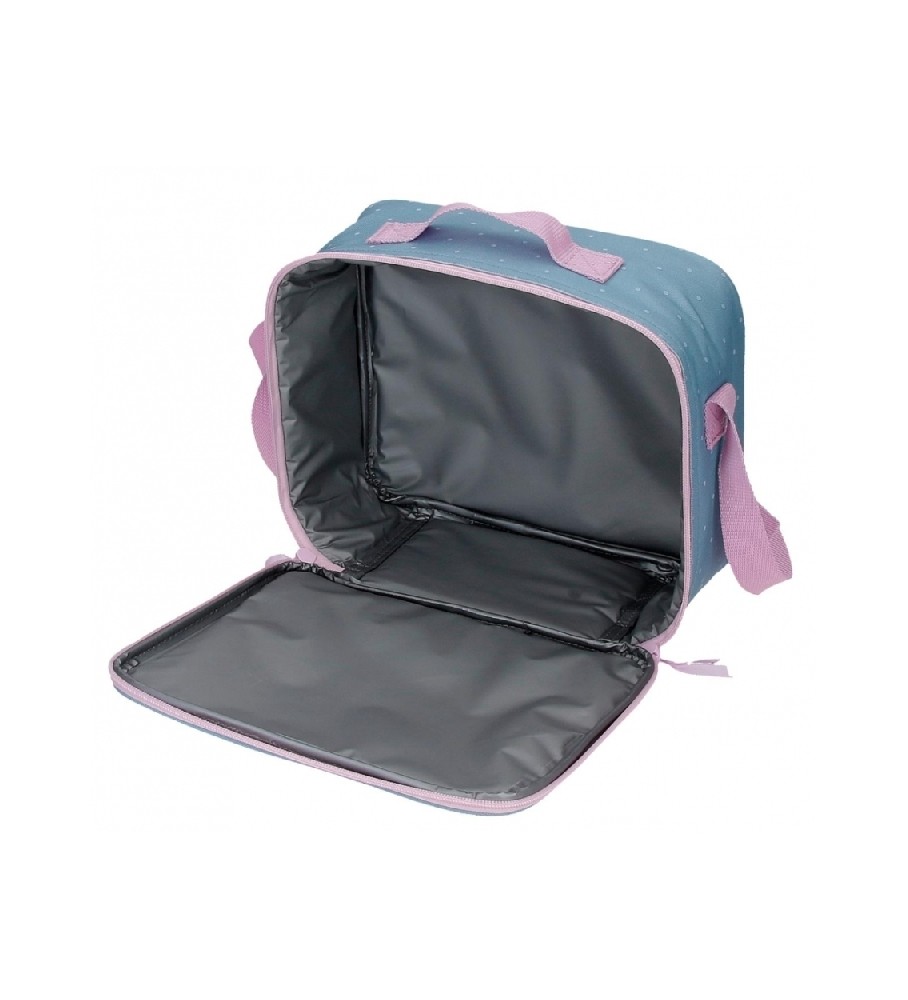 Bolsa de ombro/porta-alimentos Roll Road Peace, azul e rosa.