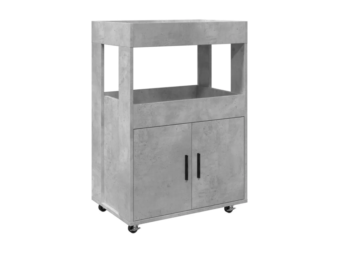 Chariot de bar gris béton 60x39,5x89 cm bois d'ingénierie