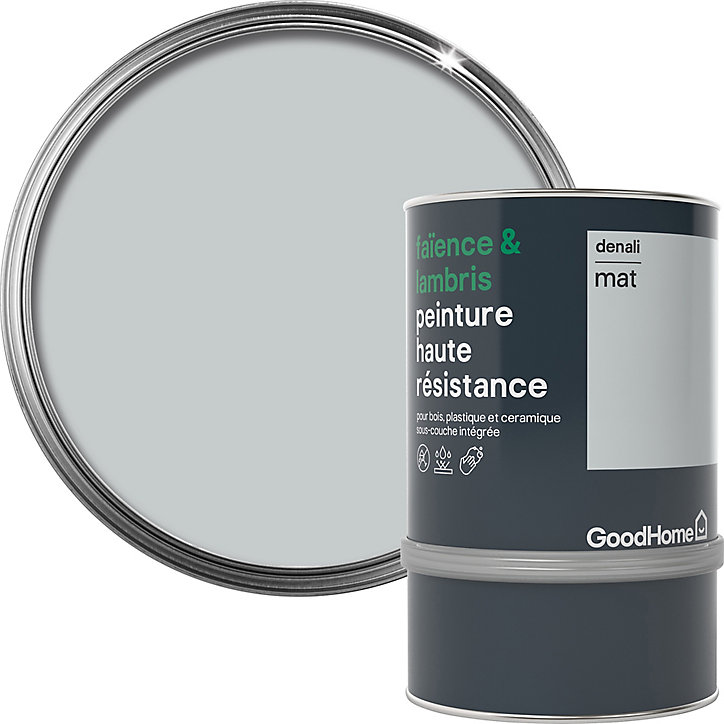 Peinture haute résistance carrelage mural et lambris GoodHome gris Denali mat 0,75L