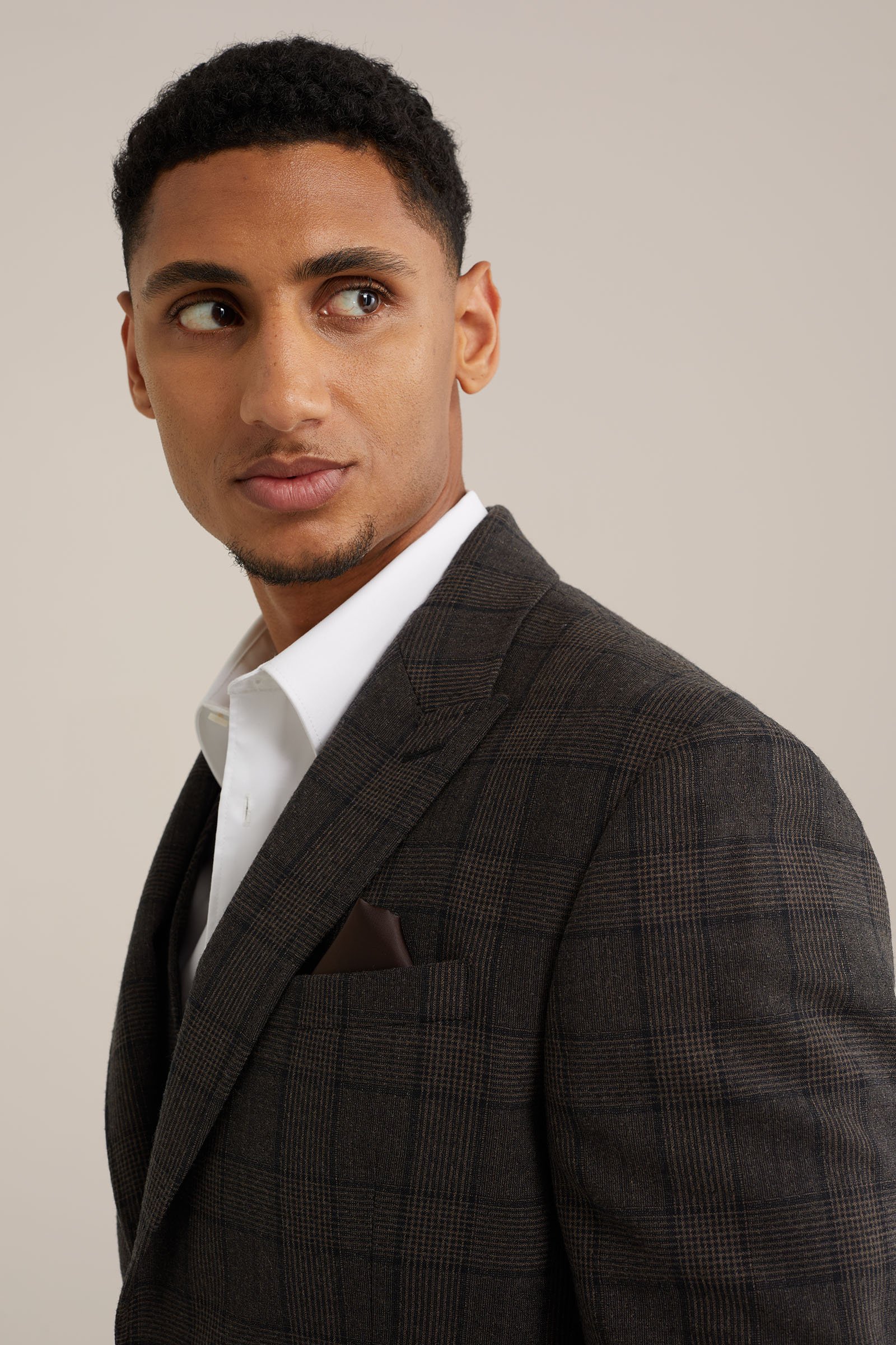 premium wol mix blazer met ruitdessin Van Gils Bruin